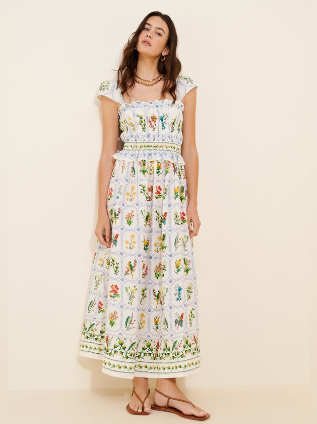 Farm Rio Tropical Porcelain Maxi Dress Size Xl